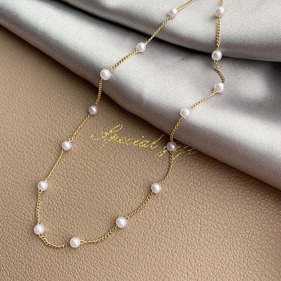 40-Inch (3.3 Feet) Black Jet Glass Pearl Bead Chain - 6mm Platinum-Plated Brass Link 5 thumbnail image